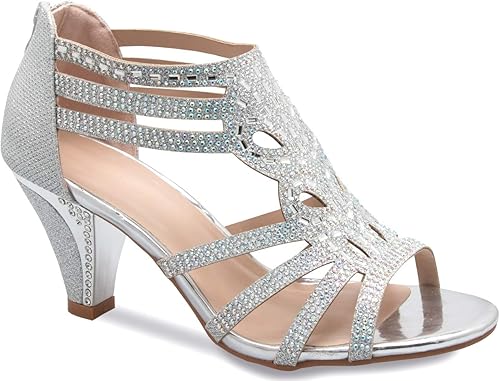 3. Women's Open Toe Strappy Rhinestone Dress Sandal