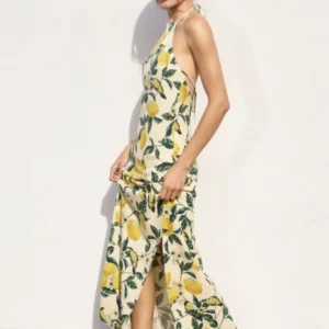 Lemonade Halter Neck Open-Back Maxi Dress